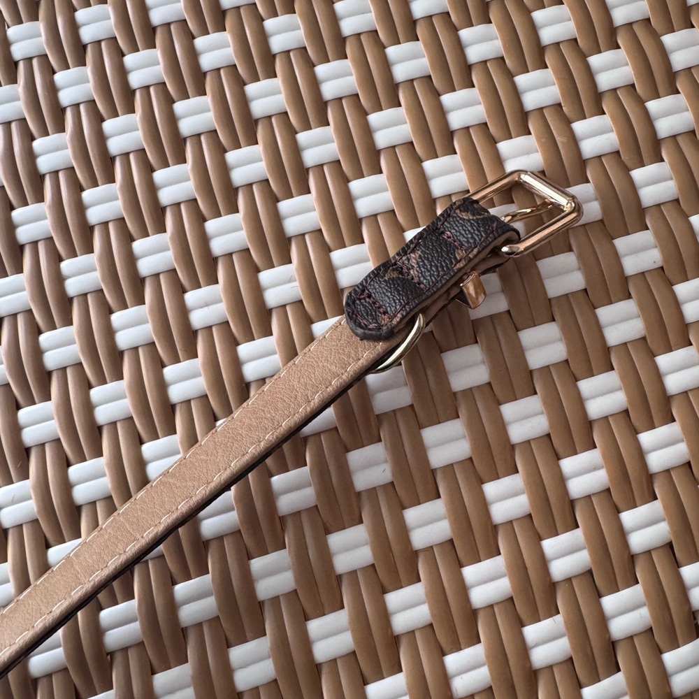 Monogram Brown Dog Pet Collar Gold Hardware Adjustable Size M 16” - Picture 7 of 10